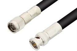 75 Ohm TNC Male to 75 Ohm BNC Male Cable 12 Inch Length Using 75 Ohm RG216 Coax , LF Solder