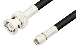 SMA Male to BNC Male Cable 60 Inch Length Using 75 Ohm RG59 Coax