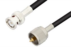UHF Male to BNC Male Cable 24 Inch Length Using 75 Ohm RG59 Coax
