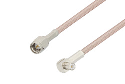 SMA Male to MCX Plug Right Angle Cable Using RG316-DS Coax , LF Solder