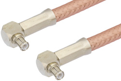 MCX Plug Right Angle to MCX Plug Right Angle Cable 12 Inch Length Using RG400 Coax