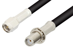 SMA Male to SMA Female Bulkhead Cable 36 Inch Length Using RG223 Coax, RoHS