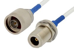 N Male to N Female Bulkhead Precision Cable 24 Inch Length Using 150 Series Coax, RoHS