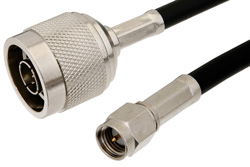 SMA Male to N Male Cable 36 Inch Length Using PE-C195 Coax