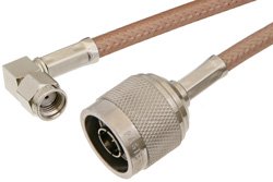 Reverse Polarity SMA Male Right Angle to N Male Cable Using RG400 Coax