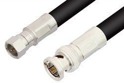 75 Ohm F Male to 75 Ohm BNC Male Cable 60 Inch Length Using 75 Ohm RG11 Coax