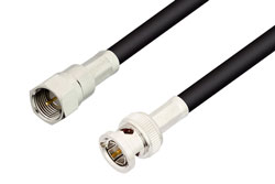 75 Ohm F Male to 75 Ohm BNC Male Cable 48 Inch Length Using 75 Ohm RG59 Coax, RoHS