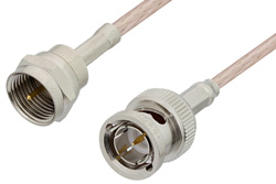 75 Ohm F Male to 75 Ohm BNC Male Cable 48 Inch Length Using 75 Ohm RG179 Coax, RoHS
