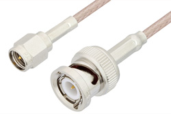SMA Male to BNC Male Cable 60 Inch Length Using 75 Ohm RG179 Coax, RoHS