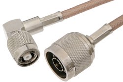 N Male to Reverse Polarity TNC Male Right Angle Cable 48 Inch Length Using RG400 Coax