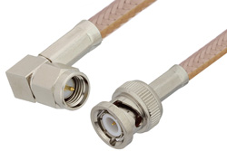 SMA Male Right Angle to BNC Male Cable Using RG400 Coax