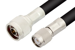 N Male to TNC Male Cable 12 Inch Length Using RG213 Coax