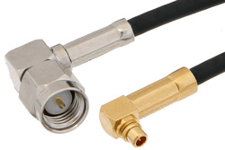SMA Male Right Angle to MMCX Plug Right Angle Cable Using RG174 Coax