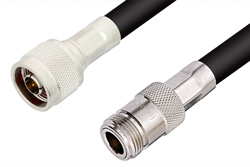 N Male to N Female Cable 12 Inch Length Using RG214 Coax, RoHS