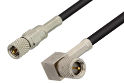 10-32 Male to 10-32 Male Right Angle Cable 48 Inch Length Using RG174 Coax, RoHS