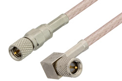 10-32 Male to 10-32 Male Right Angle Cable 48 Inch Length Using RG316 Coax, RoHS