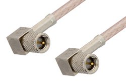 10-32 Male Right Angle to 10-32 Male Right Angle Cable 12 Inch Length Using RG316 Coax, RoHS