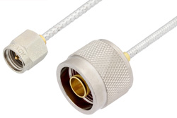 SMA Male to N Male Cable 12 Inch Length Using PE-SR405FL Coax