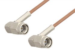 SSMA Male Right Angle to SSMA Male Right Angle Cable 48 Inch Length Using RG178 Coax, RoHS