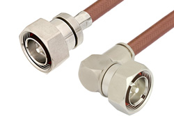 7/16 DIN Male to 7/16 DIN Male Right Angle Cable Using RG393 Coax