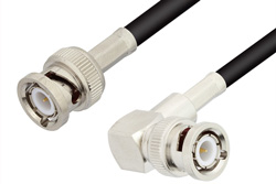 BNC Male to BNC Male Right Angle Cable 24 Inch Length Using RG223 Coax
