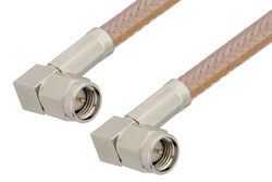 SMA Male Right Angle to SMA Male Right Angle Cable 12 Inch Length Using RG400 Coax