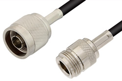 N Male to N Female Cable 12 Inch Length Using RG58 Coax, RoHS