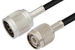 N Male to TNC Male Cable 12 Inch Length Using RG8X Coax