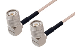 TNC Male Right Angle to TNC Male Right Angle Cable 150 cm Length Using RG316-DS Coax with HeatShrink