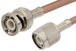 TNC Male to BNC Male Cable 12 Inch Length Using PE-P195 Coax
