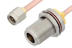 SMA Male to N Female Bulkhead Cable Using RG402 Coax, RoHS