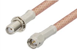 SMA Male to SMA Female Bulkhead Cable 72 Inch Length Using PE-P195 Coax