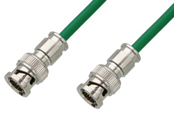 75 Ohm BNC Male to 75 Ohm BNC Male Cable 12 Inch Length Using 75 Ohm PE-B159-GR Green Coax