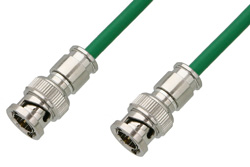 75 Ohm BNC Male to 75 Ohm BNC Male Cable Using 75 Ohm PE-B159-GR Green Coax