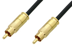 75 Ohm RCA Male to 75 Ohm RCA Male Cable Using 75 Ohm PE-B159-BK Black Coax