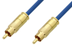 75 Ohm RCA Male to 75 Ohm RCA Male Cable Using 75 Ohm PE-B159-BL Blue Coax