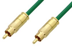 75 Ohm RCA Male to 75 Ohm RCA Male Cable Using 75 Ohm PE-B159-GR Green Coax