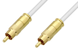 75 Ohm RCA Male to 75 Ohm RCA Male Cable Using 75 Ohm PE-B159-WH White Coax