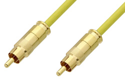 75 Ohm RCA Male to 75 Ohm RCA Male Cable Using 75 Ohm PE-B159-YW Yellow Coax