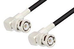 BNC Male Right Angle to BNC Male Right Angle Cable 24 Inch Length Using RG223 Coax