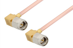 SMA Male Right Angle to SMA Male Right Angle Cable Using RG405 Coax, RoHS