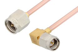 SMA Male to SMA Male Right Angle Cable 36 Inch Length Using RG405 Coax