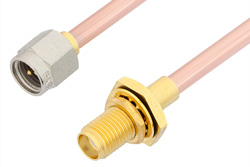 SMA Male to SMA Female Bulkhead Cable 24 Inch Length Using RG402 Coax, RoHS