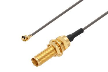 UMCX Plug Right Angle to MCX Jack Bulkhead Cable 6 Inch Length Using 1.13mm Coax