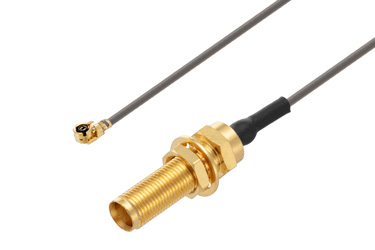 UMCX Plug Right Angle to MCX Jack Bulkhead Cable Using 1.13mm Coax