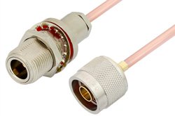N Male to N Female Bulkhead Cable 36 Inch Length Using RG402 Coax