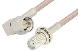 SMA Male Right Angle to SMA Female Bulkhead Cable 18 Inch Length Using RG316 Coax, RoHS