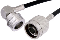 N Male to QN Male Right Angle Cable 120 Inch Length Using RG58 Coax