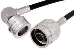 N Male to QN Male Right Angle Cable 60 Inch Length Using RG58 Coax