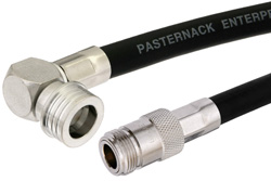 N Female to QN Male Right Angle Cable 12 Inch Length Using RG213 Coax